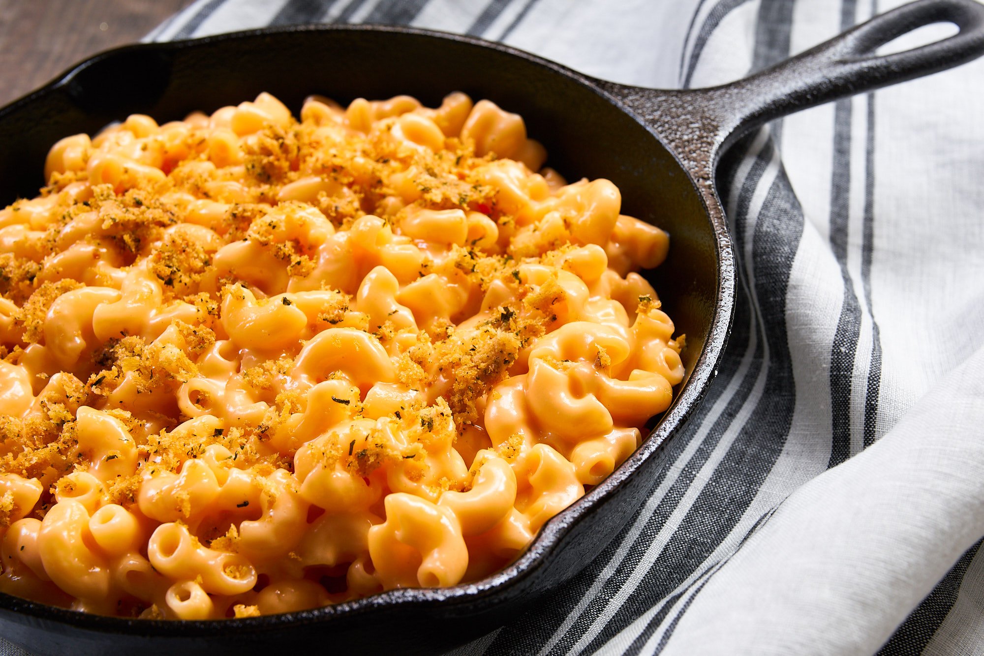 This easy macaroni and cheese comes together in one pot with perfectly cooked pasta and a satiny smooth 3-cheese sauce.