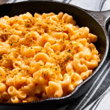 This easy macaroni and cheese comes together in one pot with perfectly cooked pasta and a satiny smooth 3-cheese sauce.