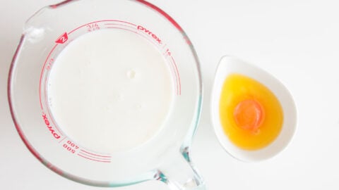 Egg whites and yogurt get mixed separately from the yolks and butter