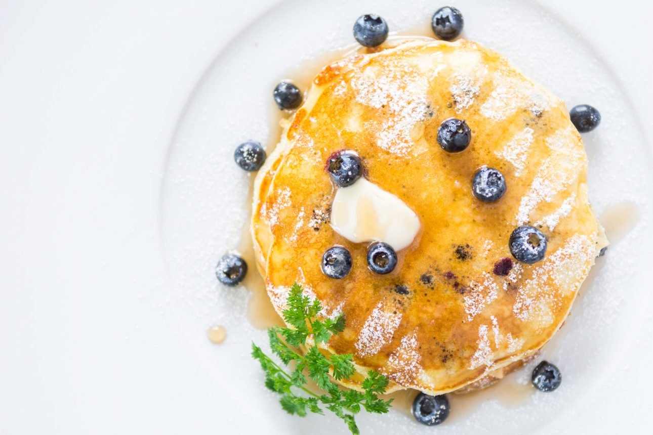 Recipe for fluffy, moist blueberry yogurt pancakes