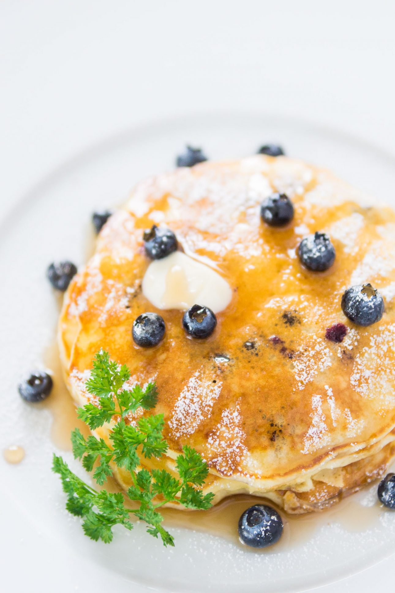 These blueberry yogurt pancakes are moist, fluffy and delicious.