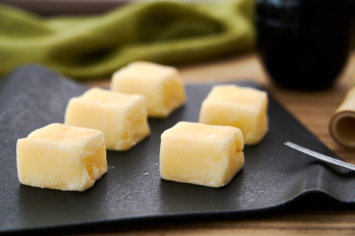 Mochi infused with butter and sugar makes for a delcious Japanese sweet or wagashi.