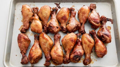 Roast the chicken in the oven until the skin caramelizes.