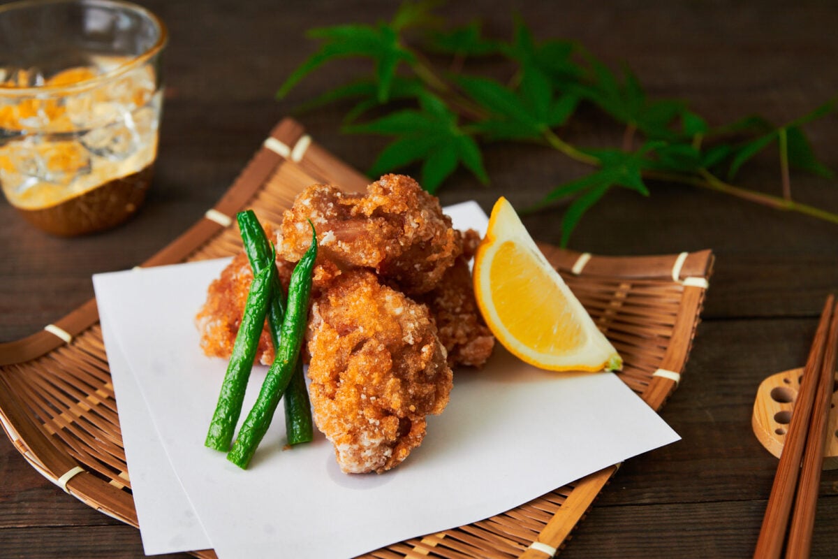 Tatsutaage (Japanese Fried Chicken) is marinated in ginger, soy sauce, and sake before being coated in potato starch and fried until crisp on the outside and juicy in the center.