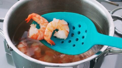 Poached shrimp.