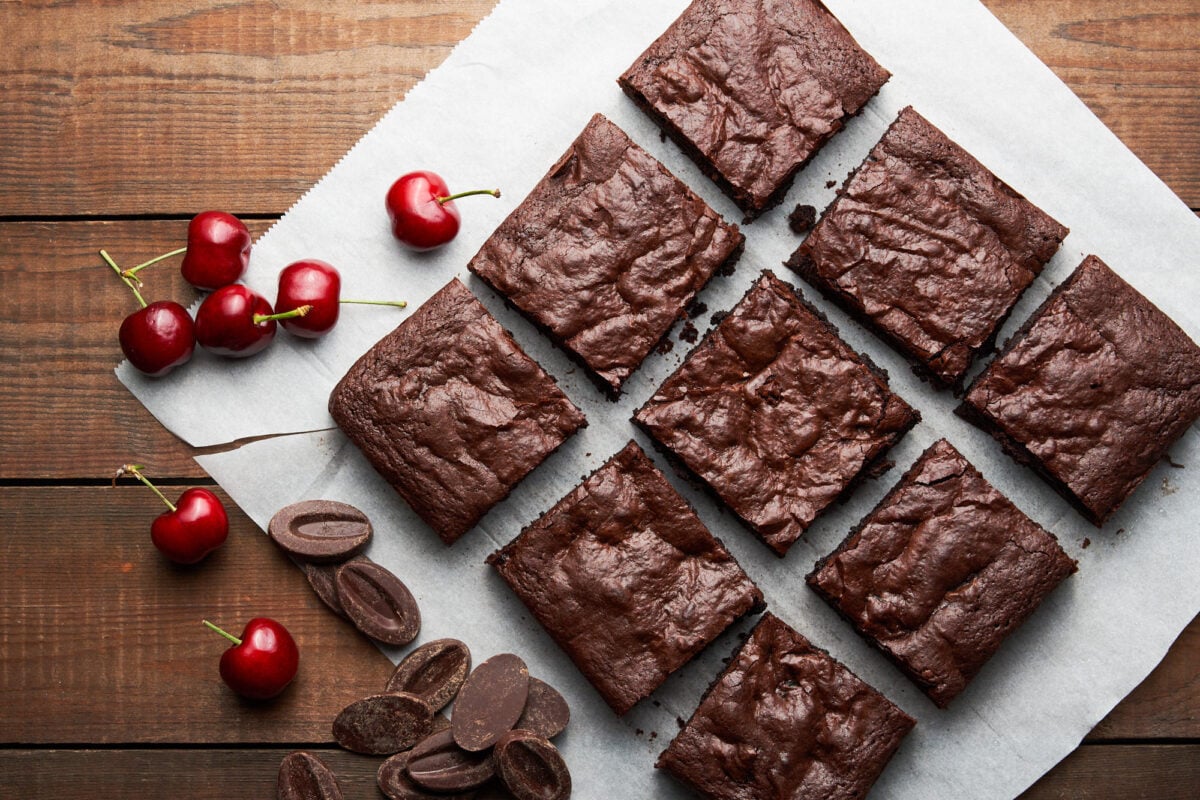 With loads of chocolate and cherries, these easy fudgy brownies are the best I've ever had.