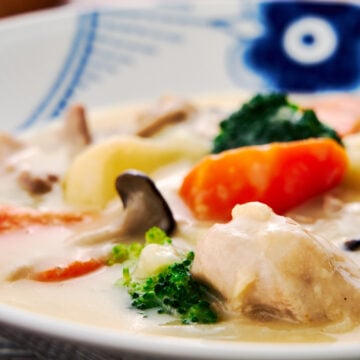 Cream stew is a delicious Japanese-style chicken and vegetable stew that comes togehter from just a handful of basic ingredients.