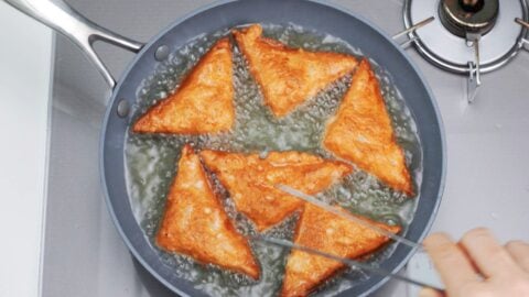 Deep fried shrimp toast.