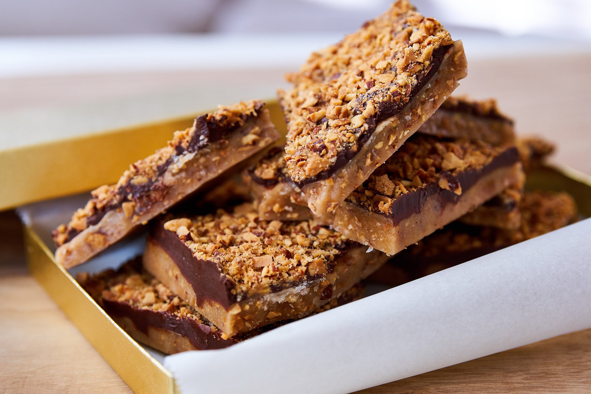 This easy English Toffee has a brittle crunch and rich caramel flavor that melts in your mouth into a buttery pool of bliss.