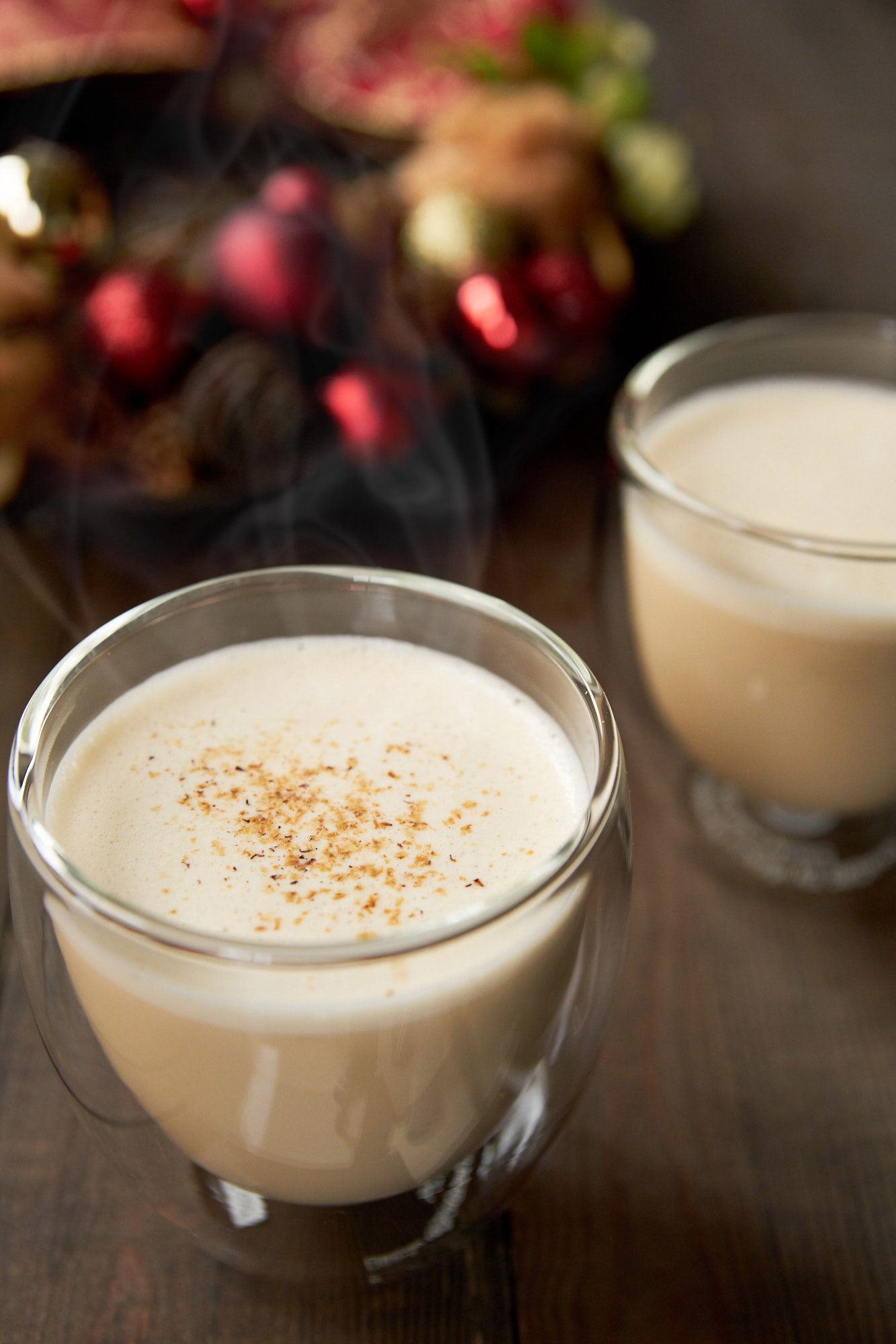 Easy delicious hot eggnog recipe that's redolent of brandy and nutmeg with a frothy head that makes this holiday treat all the more decadent.