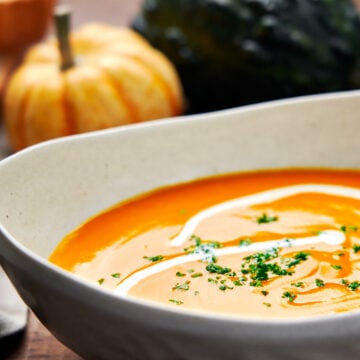 Kabocha Squash soup is a creamy, flavorful soup that can be thrown together from a handful of ingredients in about 30 minutes.