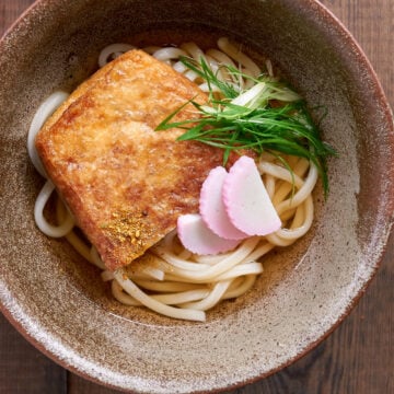 Kitsune udon is Japanese comfort food at it's best. Flavorful and satisfying and yet it's neither rich nor cloying.