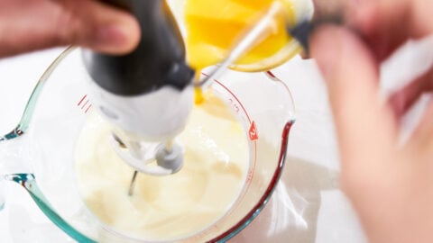 Whisk the butter into the milk and yogurt.