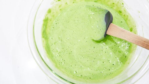 Batter for matcha pancakes.