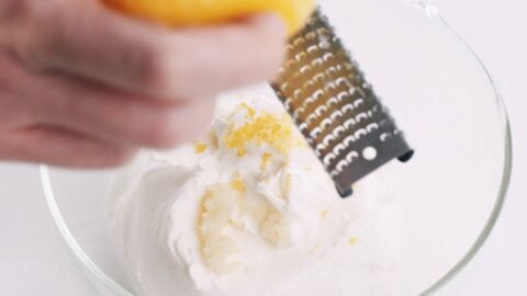 Zesting lemon into mascarpone