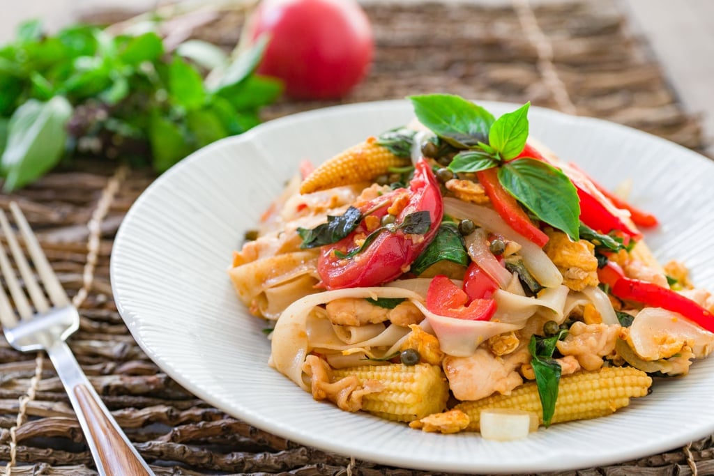 With loads of veggies and fragrant Thai basil, Pad Kee Mao is an easy, balanced weeknight meal.