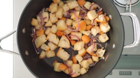 Garlic, onions, and bread sautéed in olive oil.