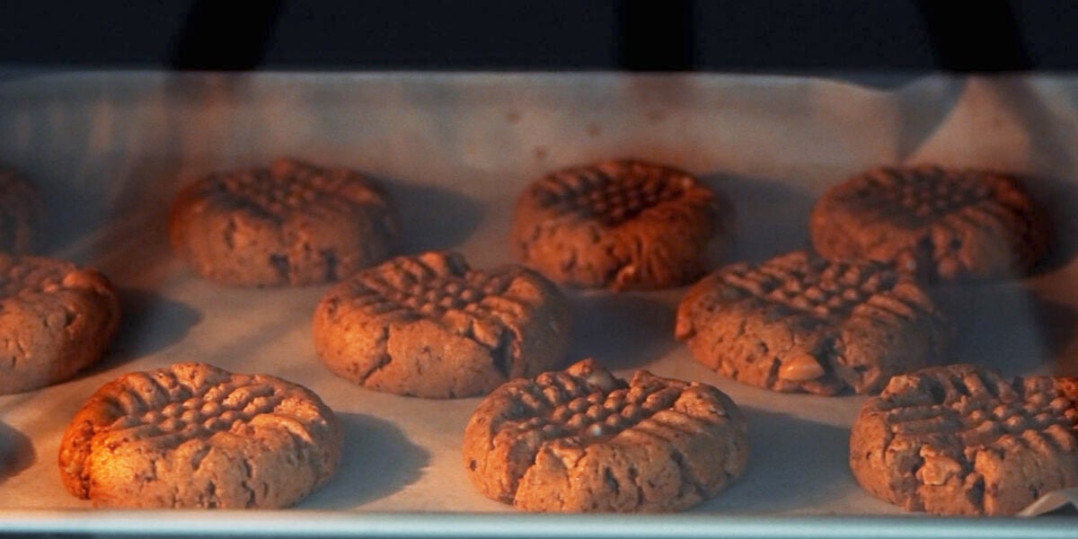 Baking Peanut Butter Cookies.