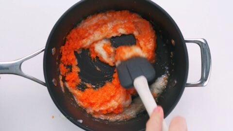 Grated onions, carrots, ginger and garlic make the base for Japanese curry.