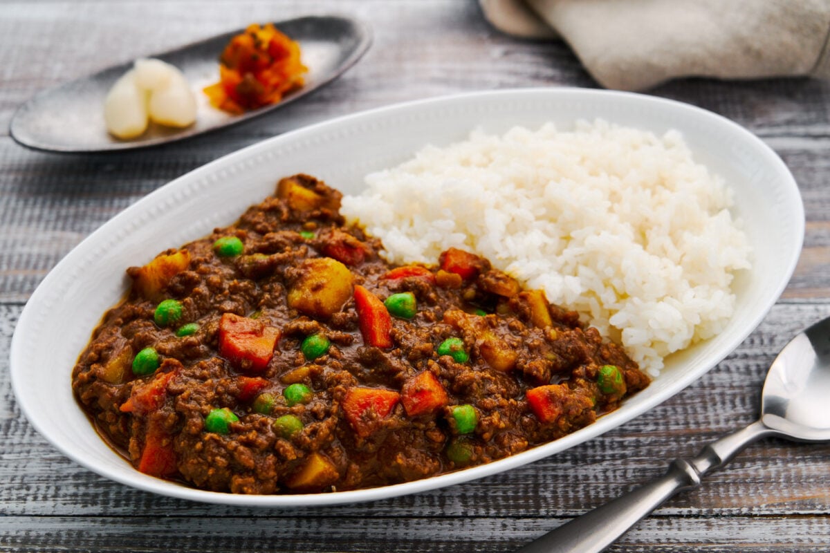 This quick Japanese curry from scratch makes for a satisfying weeknight meal made with potatoes, carrots, and ground beef in a thick savory curry sauce.