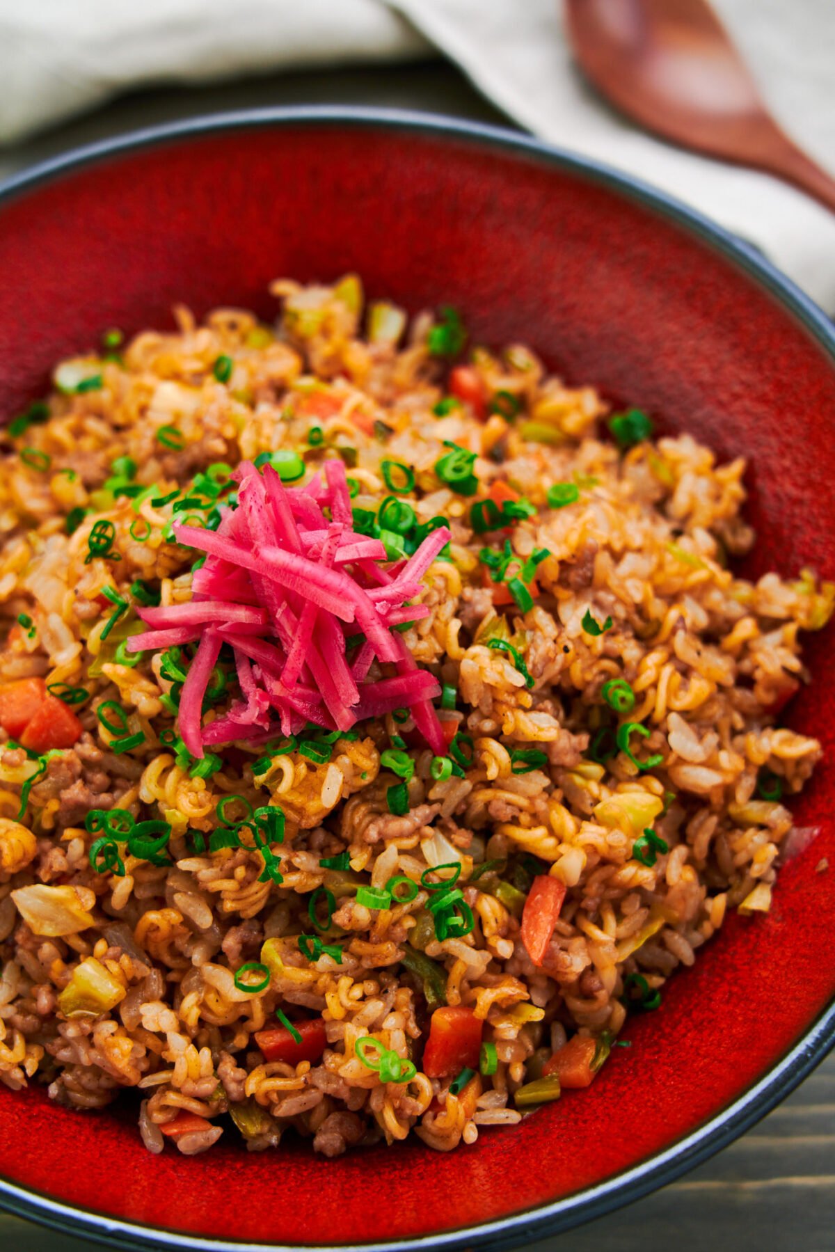 Sobameshi is a delicious mashup of yakisoba and yakimeshi from Kobe. With noodles and rice stir-fried with vegetables it has a little of something for everyone.