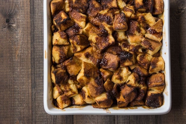 A pan of Sticky Toffee Bread Pudding straight out of the oven.