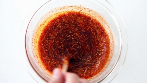 Spicy Chinese Chili oil in a glass bowl