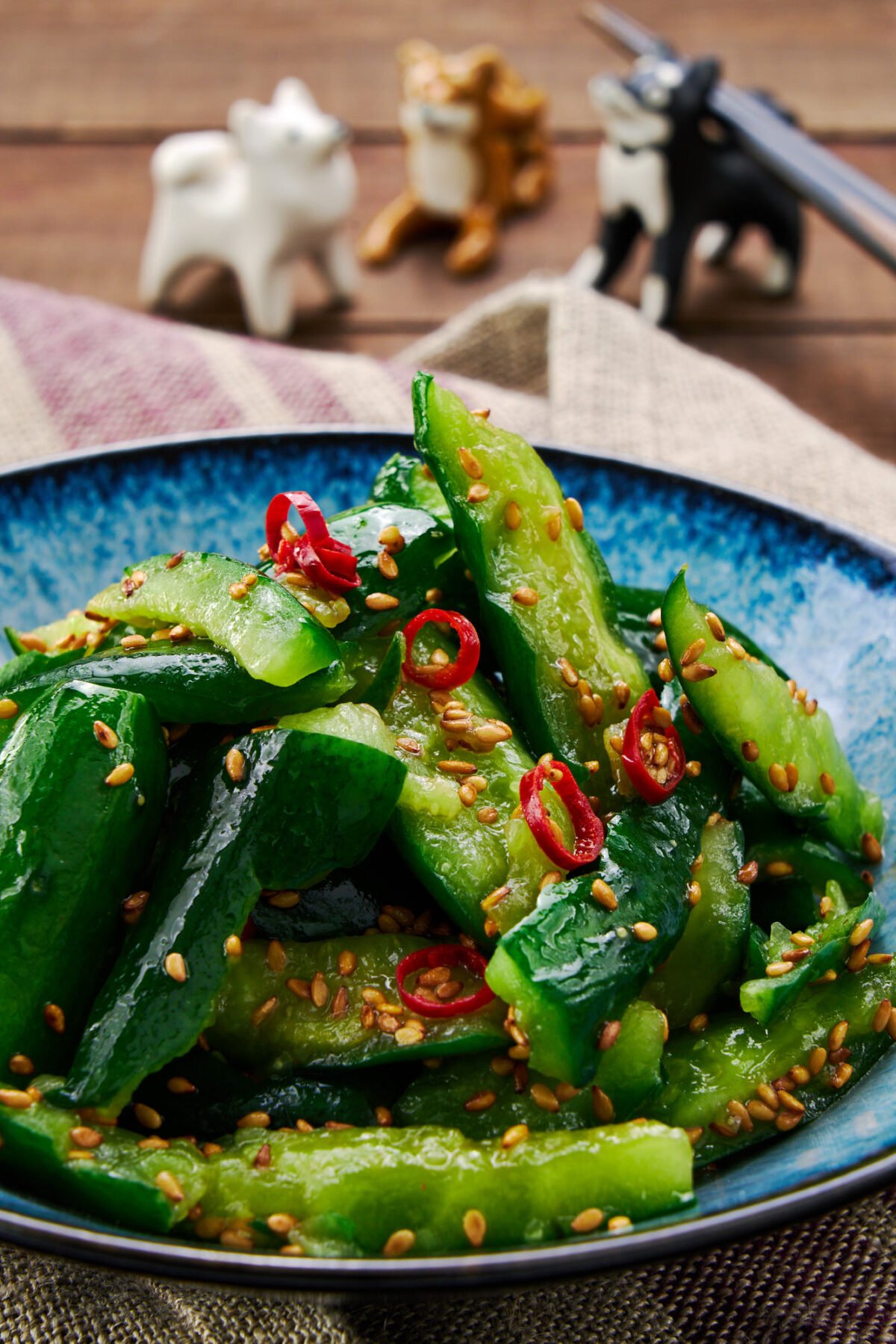 Crunchy shards of smashed cucumber absorb the nutty sesame dressing like a sponge in this easy Asian cucumber salad.