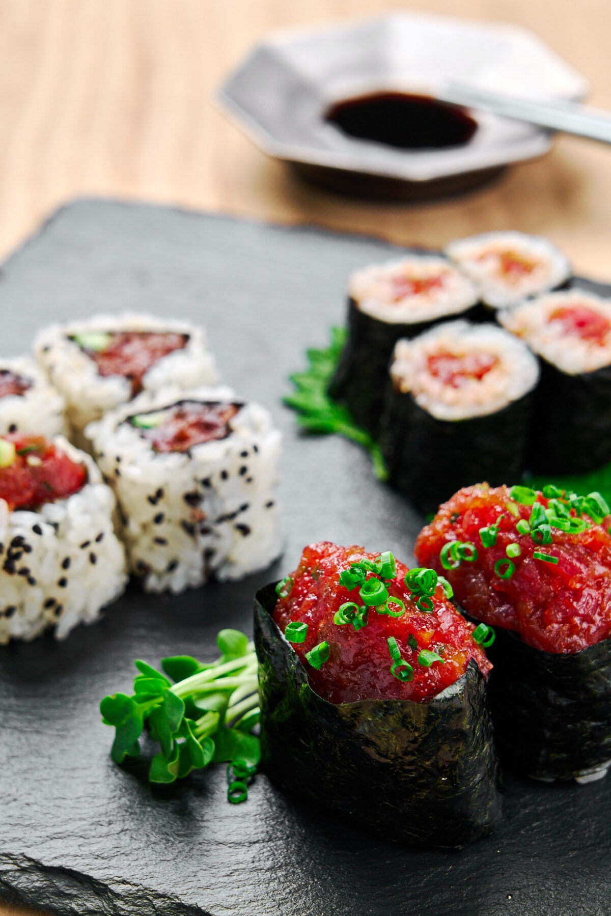 Make delicious spicy tuna rolls at home, just like your favorite sushi restaurant, with this easy to follow tutorial. Delicious spicy tuna filling recipe along with a step-by-step video on how to roll it 3 different ways.