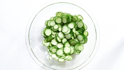 To make sunomono, salt the cucumbers to improve their texture and taste.