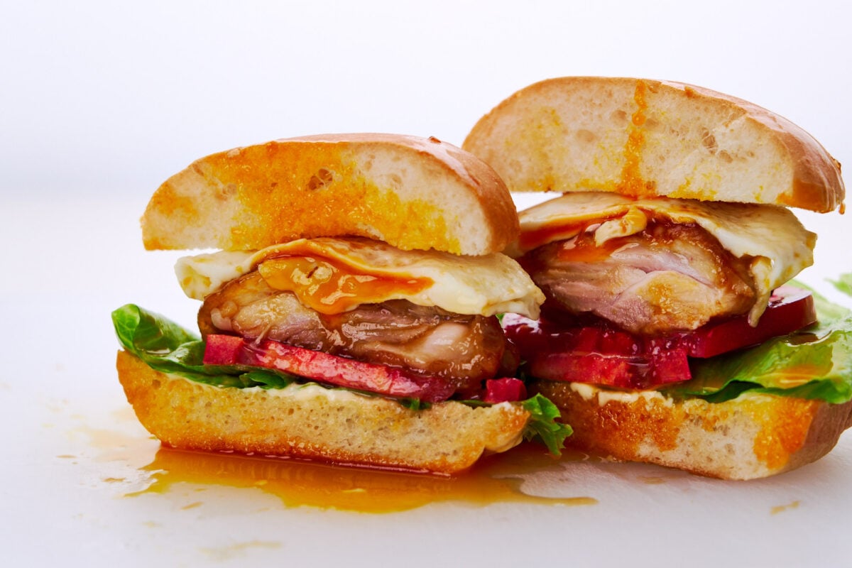 This messy teriyaki chicken sandwich is super juicy and flavorful.