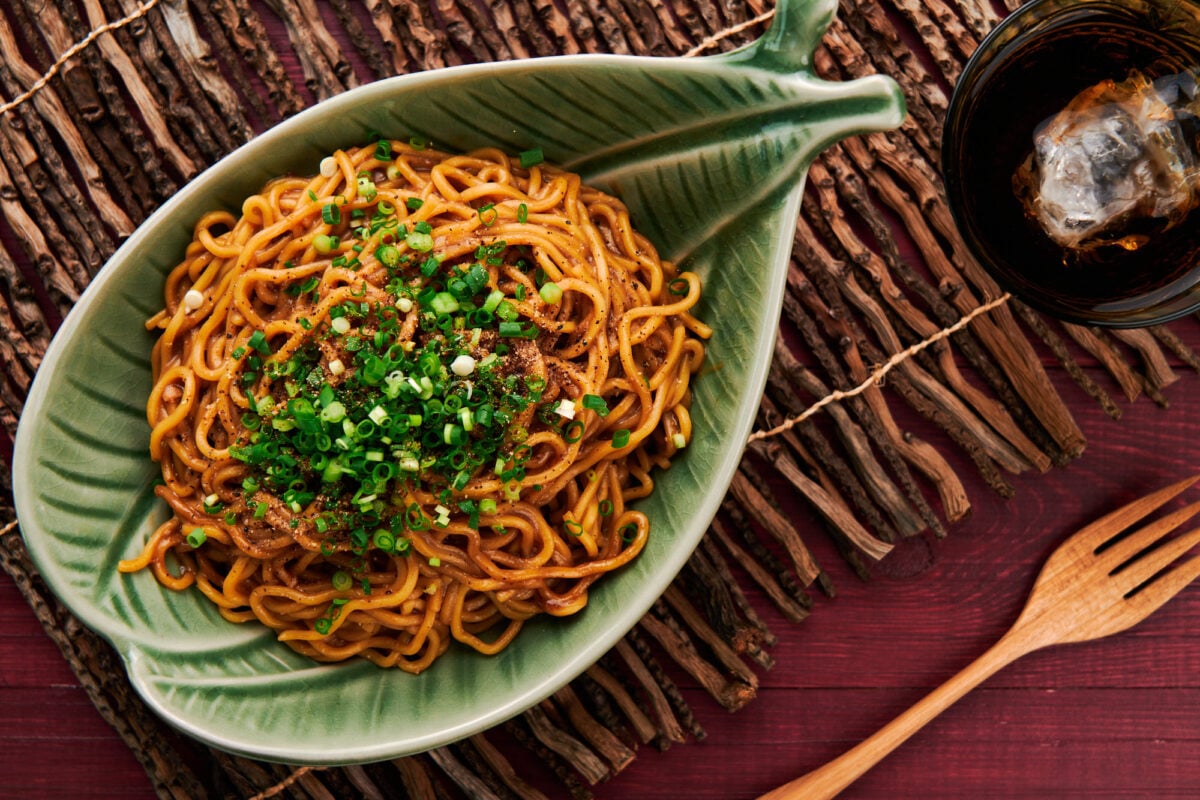 These garlic noodles have a triple dose of garlic, including fresh garlic, caramelized garlic and black garlic.