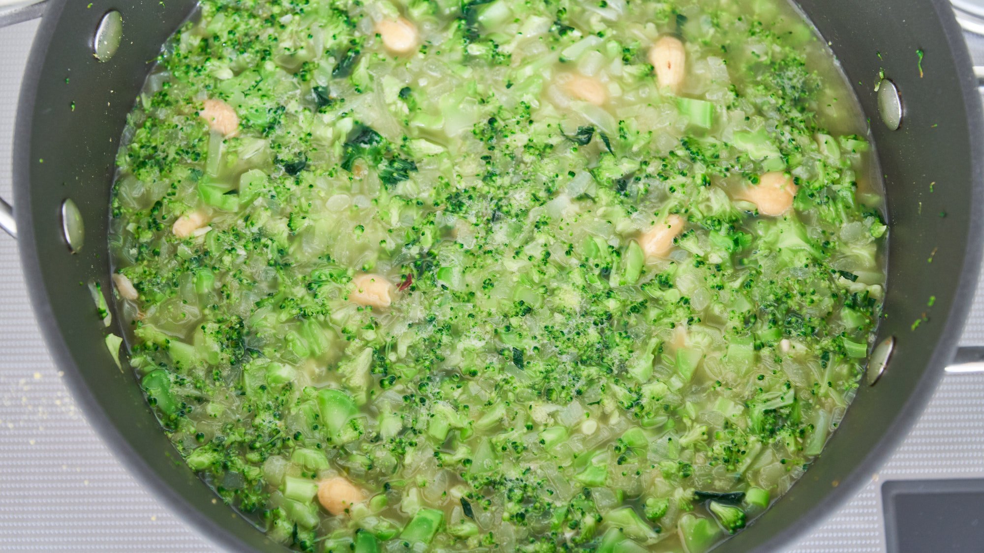 Vegan Broccoli Cheese soup before being pureed.