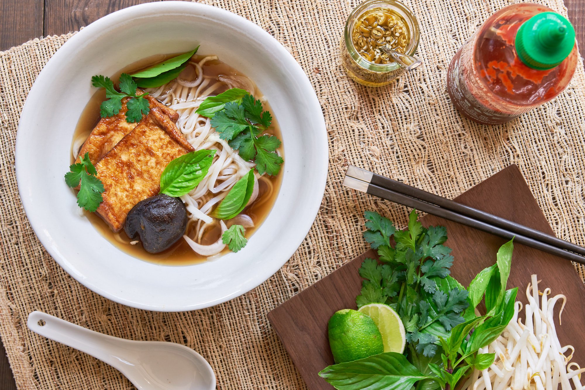 This vegan plant-based pho is so simple and yet the umami-packed mushroom broth is loaded with all the trademark flavors of traditional pho.