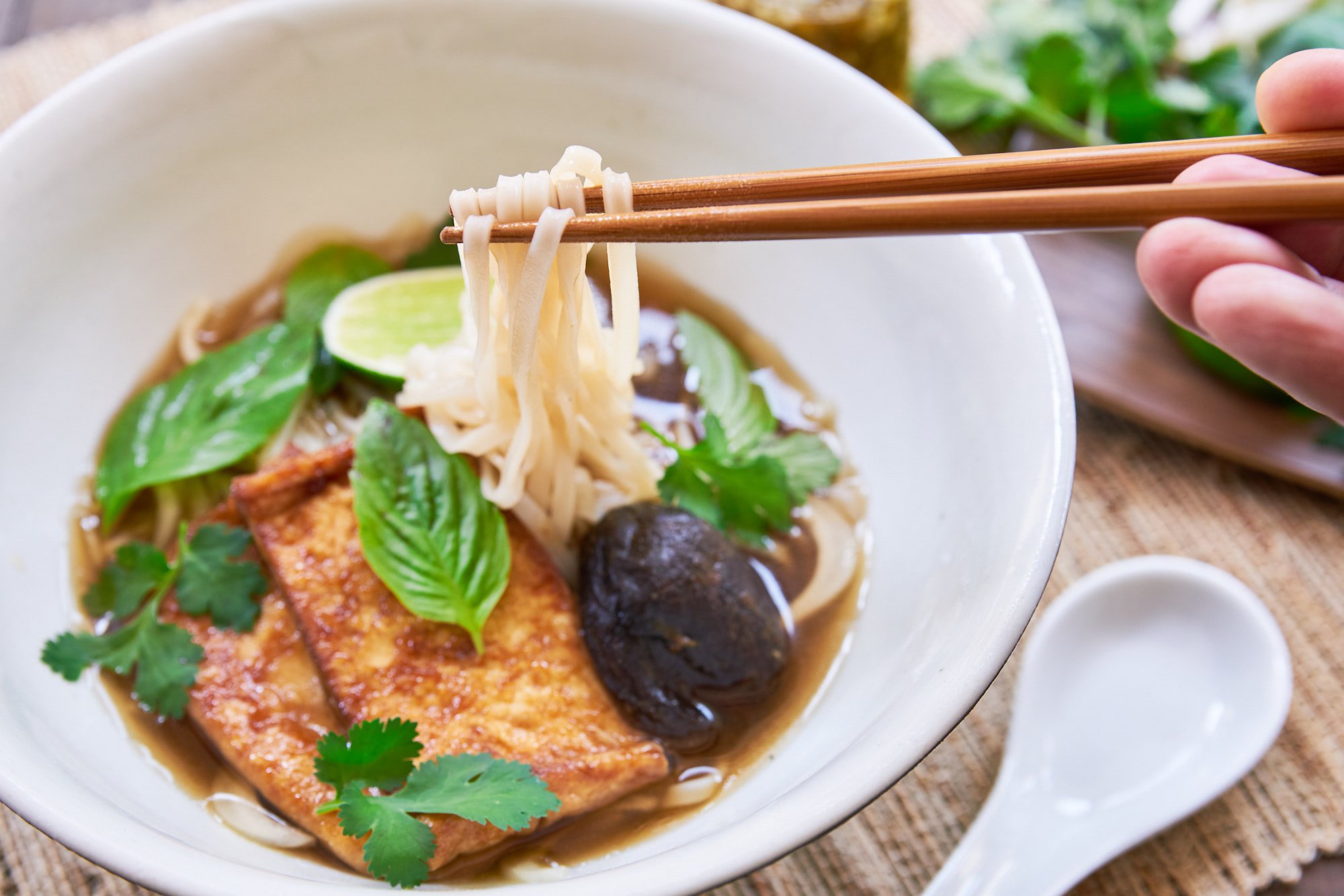 A simple dried shiitake-based pho broth that will fill your home with all the wonderful aromas of a traditional pho.